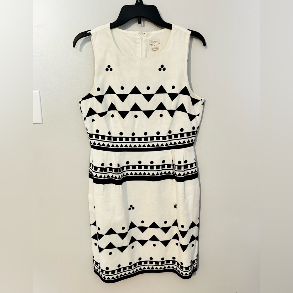 J. Crew Shift Dress, white, and navy blue